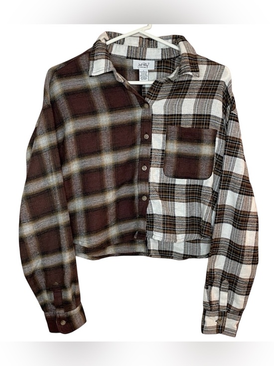 Just Polly Tops - Just Polly Reworked Flannel Crop Top